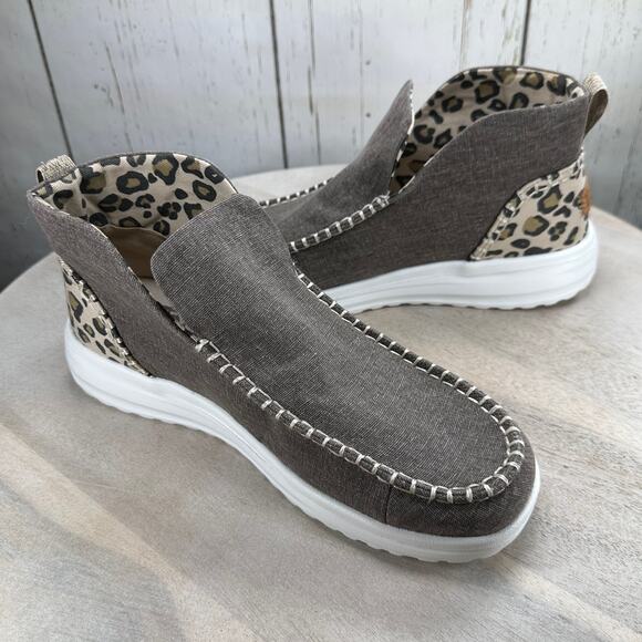 Hey Dude Denny Crafted Leopard Womens Bootie Size 10 Brown Slip On Shoe New - Picture 1 of 11